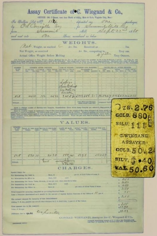 Mint Assay and Private Assayer’s Memoranda of Deposit